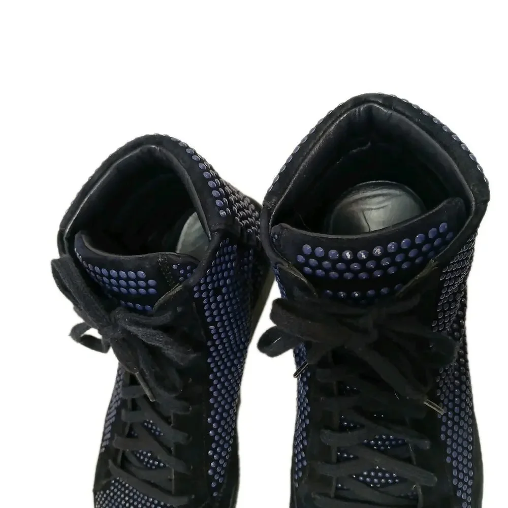 Gucci Coda Bead Dots High Top Sneakers Men 7.5 G Dark Blue Black LIMITED EDITION